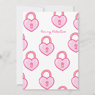 Voor mijn Valentijn — Roze Hart Slot Patroon Feestdagenkaart