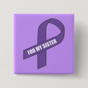 Voor mijn zuster (Paars lint) Vierkante Button 5,1 Cm