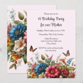 Voor moeder Happy Birthday Party uitnodiging (Voorkant / Achterkant)