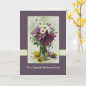 Voor moeder in de wet op Moederdag. Vloerverf Kaart (Gele Bloem)