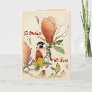 Voor Moeder Met Liefde Vintage Magnolia Bloeiende Kaart