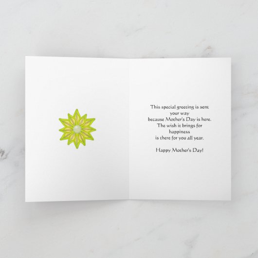 Voor moeder, Moederdag met gele bloemen Kaart (Binnen)