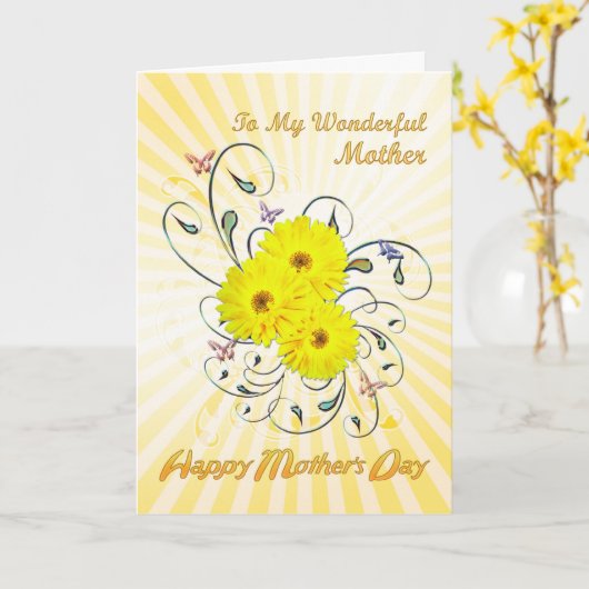 Voor moeder, Moederdag met gele bloemen Kaart (Gele Bloem)