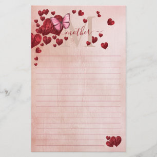 Voor moeder vlinder hartvormige bladeren boeket briefpapier