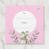 Voor Moederdag White Snowdrops Pink Polka Dots Bedankjes Labels (Achterkant)