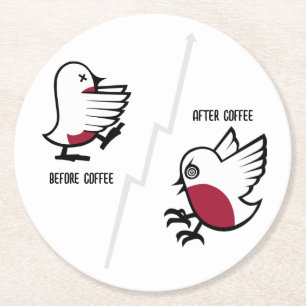 Voor & Na Koffie Zombie naar Frenzy Funny Robin Ronde Kartonnen Onderzetter