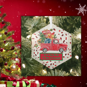 Voor Nan & Grandad Vintage Christmas Monogram Glas Ornament