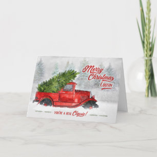 voor Neef  Classic Truck Kerstmis Feestdagen Kaart