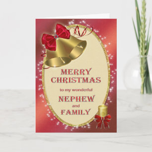 Voor neefje en familie, traditionele kerstkaart feestdagen kaart
