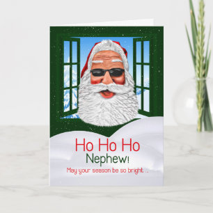 voor Nephew Funny Kerstkerstman in zonnebrillen Feestdagen Kaart