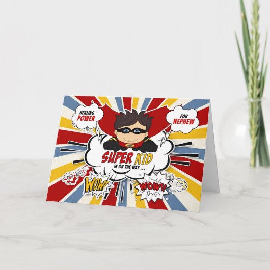 voor Nephew Get Well Boy Superheld Comic Book Kaart (Voorkant)
