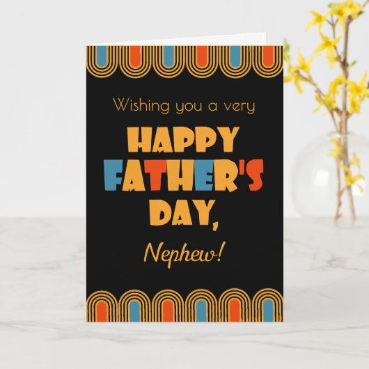 Voor Nephew Vaderdag Art Deco Style op zwart Kaart (Gele Bloem)