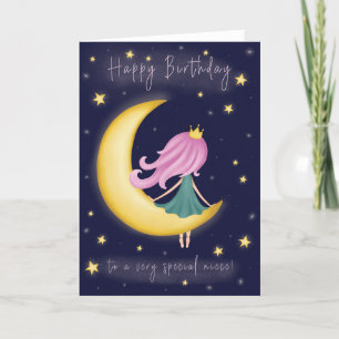Voor Niece Cute Night Sky Birthday Kaart