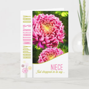 voor Niece on Moederdag Dahlia Garden in Pink Kaart