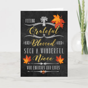 voor Niece Thanksgiving Blessings Autumn Chalk Feestdagen Kaart