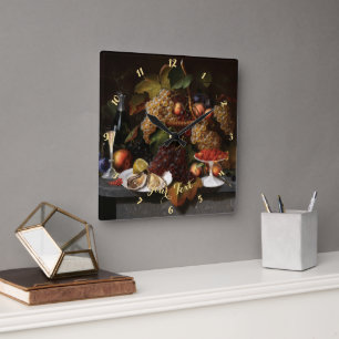 Voor oesters die  kunst van het thuisdecor winnen vierkante klok