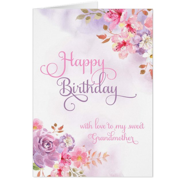 Voor oma, Happy Birthday waterverf (Voorkant)