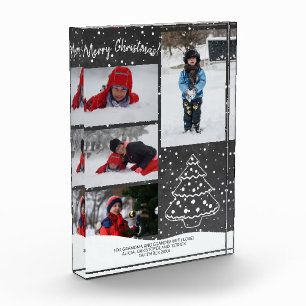 Voor oma   Rustieke Sneeuwkerstboom Fotoblokken