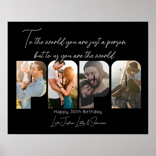 Voor ons bent u de wereld papa Photo Collage Poste Poster (Voorkant)