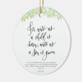 Voor ons is een kind geboren kerstversiering keramisch ornament (Links)