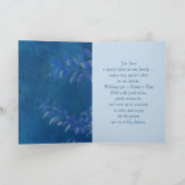 Voor oom op Vaderdag. Elegant Blue Leaf Kaart (Binnen)