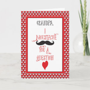 Voor opa Mustache Valentijnsdag Red Hearts Feestdagen Kaart