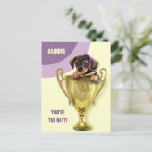 Voor opa op Vaderdag. Cute Puppy Briefkaart (Staand voorkant)