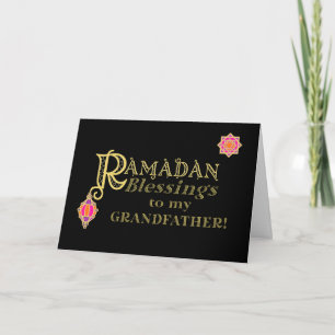 Voor opa Ramadan Blessings Gold op Black Kaart