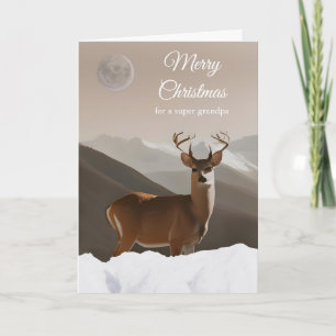 Voor Opa Vrolijk Kerstfeest met Herten en Sneeuw Kaart