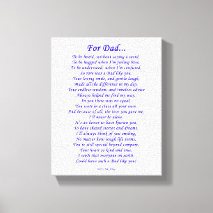 Voor pap Memorial Poem Canvas Afdruk