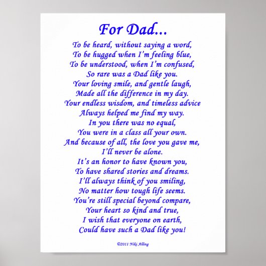 Voor pap Memorial Poem Poster (Voorkant)