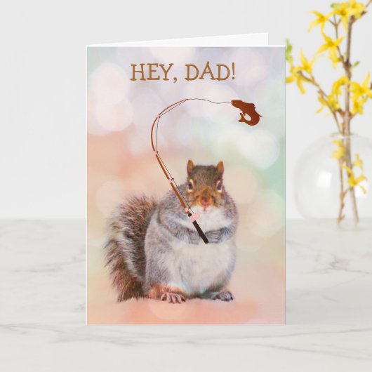 Voor papa Funny Squirrel Birthday Kaart (Gele Bloem)