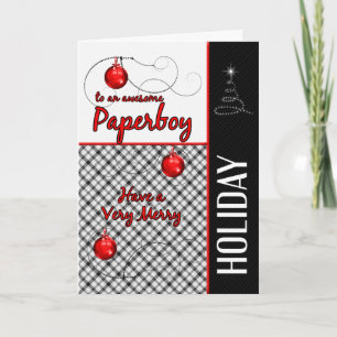 voor Paperboy Red and Black Plaid Feestdagen Kaart