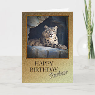 Voor Partner Birthday met een sneeuwluipaard Kaart