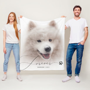 Voor Pet Memorial Custom Photo Dog Paw Print Fleece Deken