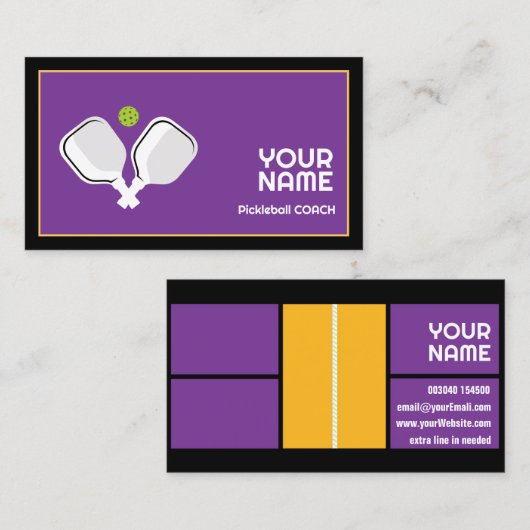 voor pickleball coach visitekaartje (Voorkant / Achterkant)