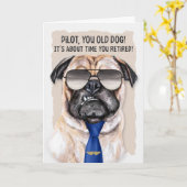 voor Pilot Funny Pug Dog in een Blue Stropdas Reti Kaart (Gele Bloem)