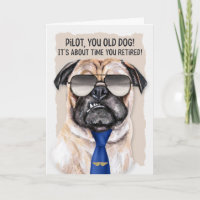 voor Pilot Funny Pug Dog in een Blue Stropdas Reti