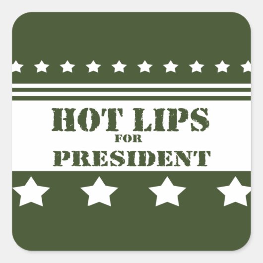 Voor President Hete Lippen Vierkante Sticker (Voorkant)