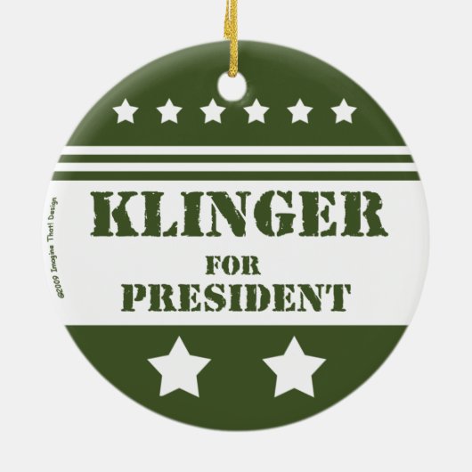 Voor President Klinger Keramisch Ornament (Achterkant)