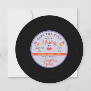 Voor Sheliza: Retro Vinylplaat Oranje Lucht Blauw Save The Date