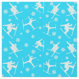 Voor skiers Ski Tricks en Snowflakes Graphic Blue Stof