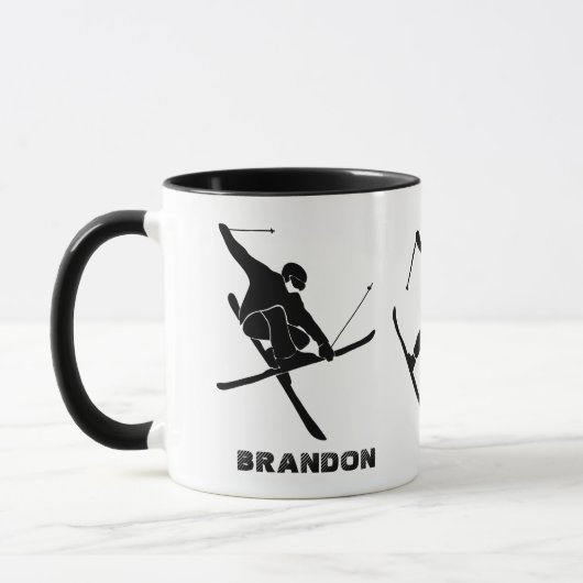 Voor Skiers Ski Tricks gepersonaliseerd Mok (Links)