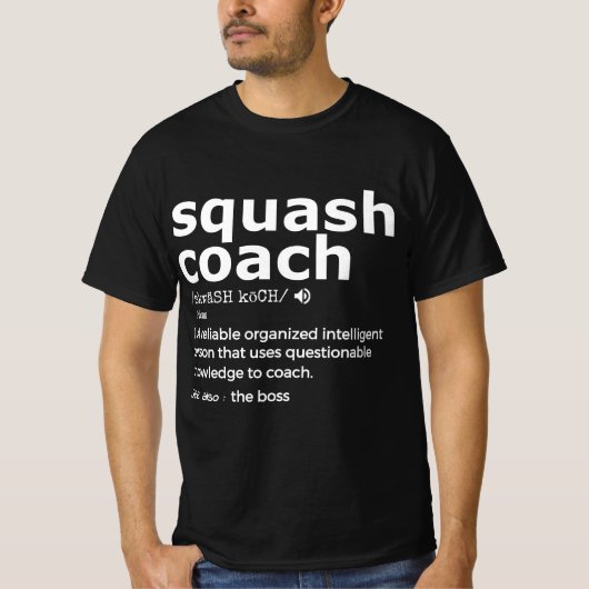 Voor squash coach en coaches cadeau cadeau t-shirt (Voorkant)