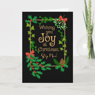 Voor stiefmoeder Kerst Joy Holly en Mistletoe Kaart