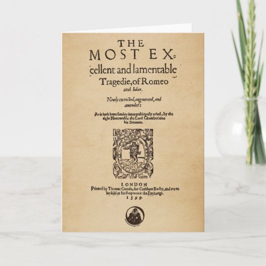 Voor Stuk aan de Charmeur & Juliet Kwarto (1599) Kaart (Voorkant)
