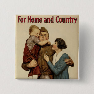 Voor thuisland en land vierkante button 5,1 cm