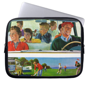 Voor, tijdens en na picknick laptop sleeve