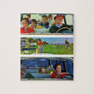 Voor, tijdens en na picknick legpuzzel