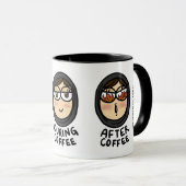 Voor/tijdens/na koffie mok (Voorkant rechts)